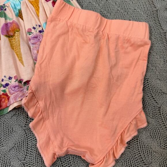 SugarBoo & Co Floral Ice Cream Print Dress and Peach Shorts Set ~ 18/24M - Picture 6 of 9